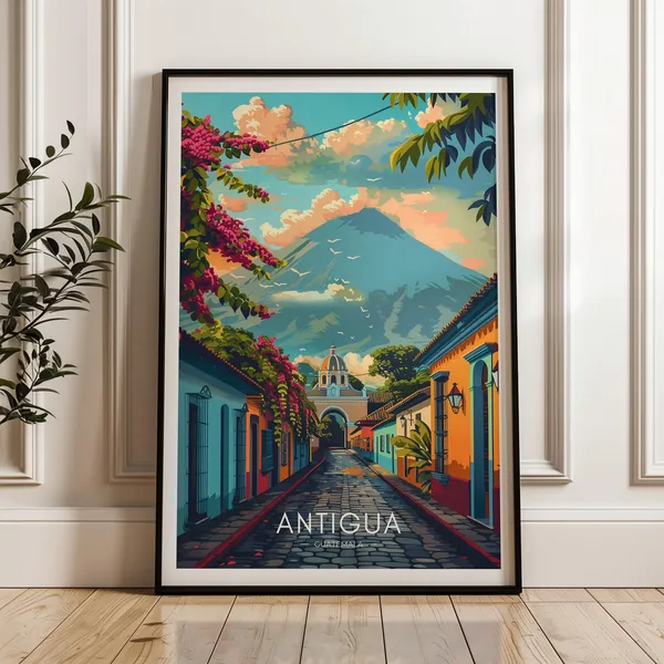Antigua Travel Poster, Guatemala Wall Art Print