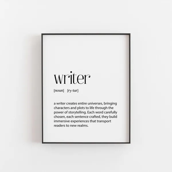 Writer Definition Art Print, Creative Writing Decor
