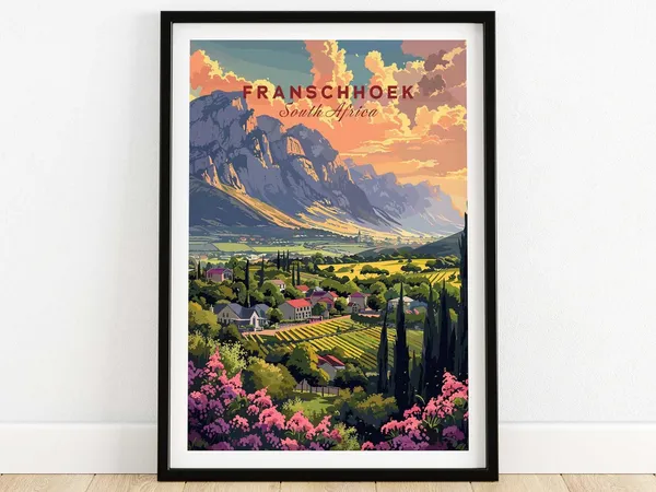 Franschhoek South Africa Travel Poster, Art Print
