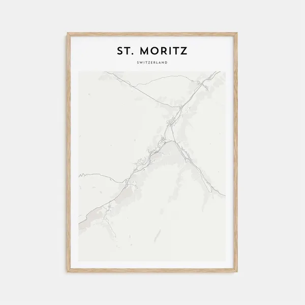 St Moritz Map Art Print, Switzerland Travel Poster