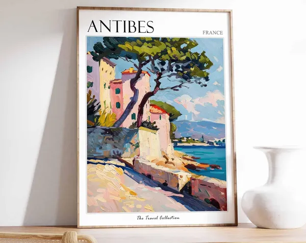 Antibes Travel Poster, French Coastal Wall Art