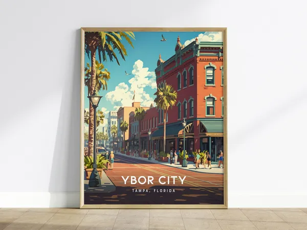 Ybor City Tampa Florida Travel Poster, Historic Urban