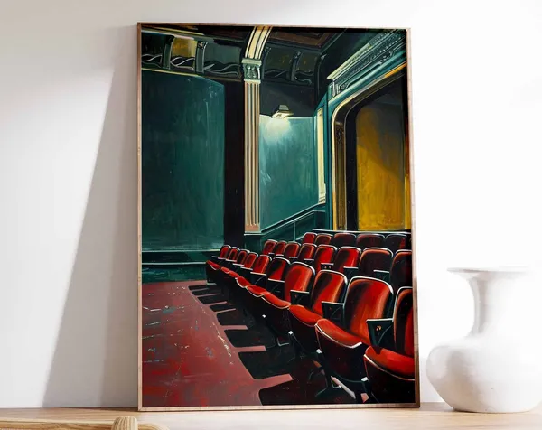 Vintage Movie Theatre Poster, Retro Cinema Art Print