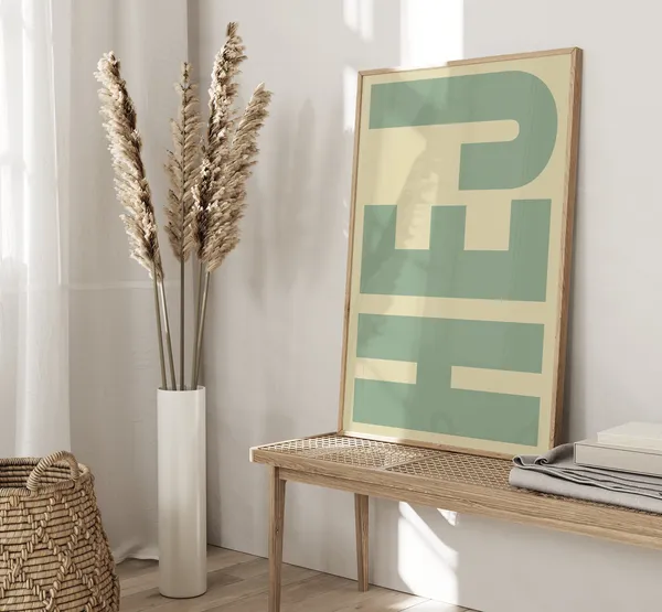 Hej Sage Green Typography Wall Art Print