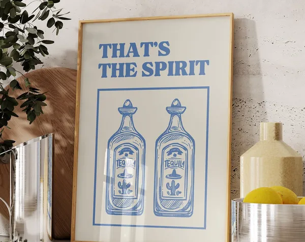 Vintage Liquor Bar Art Print, Bar Cart Poster
