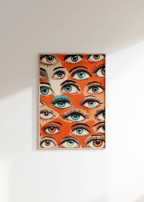 Retro Eyes Vintage Poster, Woman Room Art Print