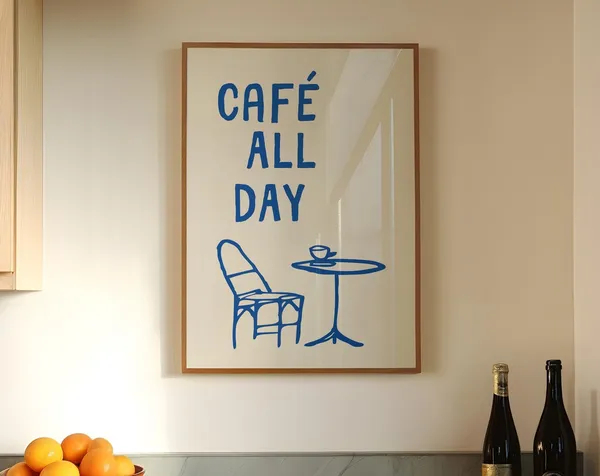 Retro Cafe Kitchen Art Print, Cute Coffee Decor