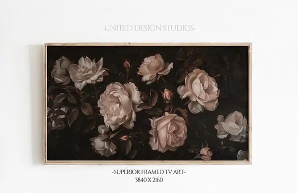 White Roses Valentine's Day Art Print, Baroque Floral