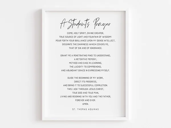 A Student's Prayer by Thomas Aquinas, Christian Art Print