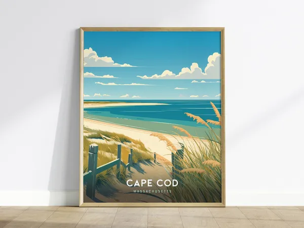 Cape Cod Beach Travel Poster, Coastal Massachusetts