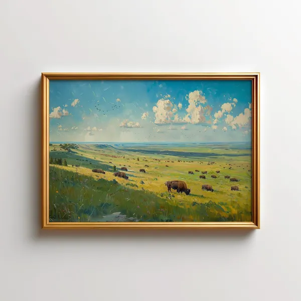 Bison Painting Prairie Wall Art, Saskatchewan Print