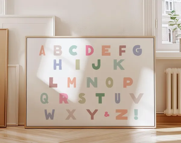ABC Alphabet Horizontal Art Print, Nursery Classroom Decor
