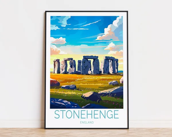 Stonehenge UK Travel Poster, England Travel Print