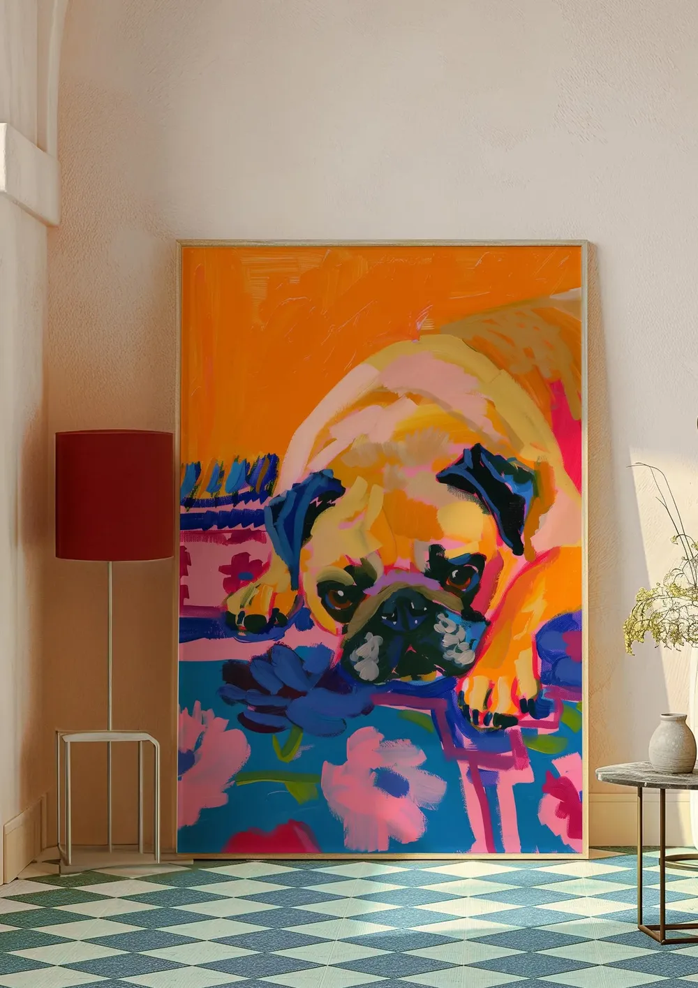 Pug Portrait, Maximalist Colorful Dog Art Print - Image 2