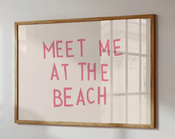 Meet Me At The Beach Trendy Coastal Decor Poster