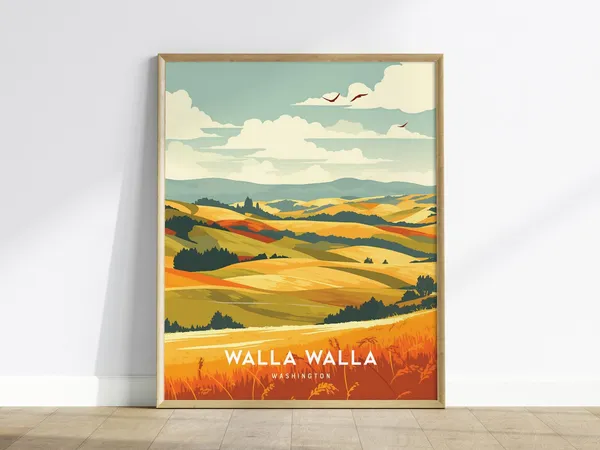 Walla Vineyard Landscape Poster, PNW Wine Decor