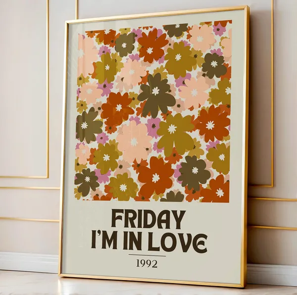 Friday I'm in Love Retro Flower Art Print