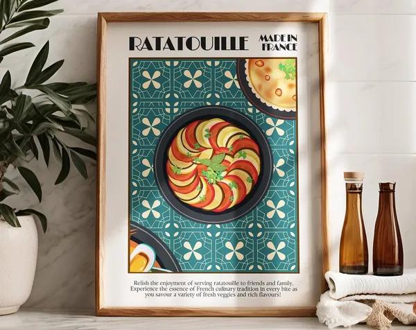 French Ratatouille Travel Poster, Food Art Print