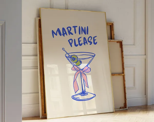 Dirty Martini Poster, Trendy Cocktail Bar Cart Decor