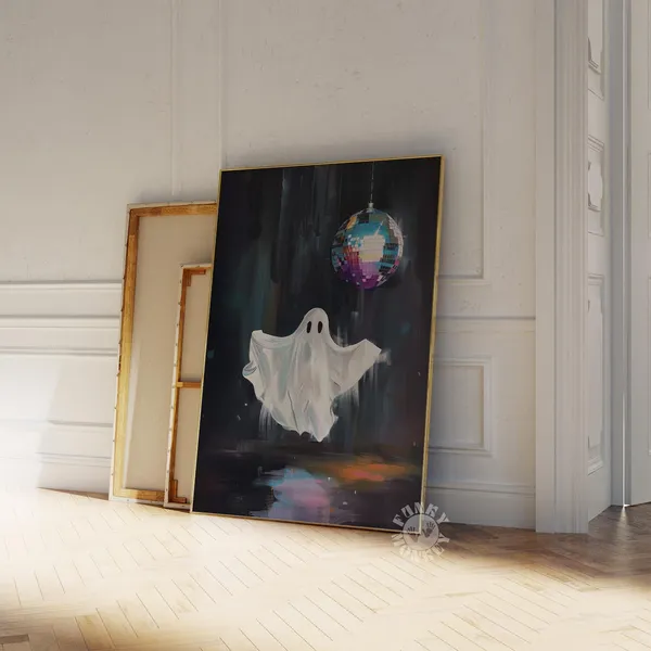 Disco Ghost Art Print, Cute Halloween Decor