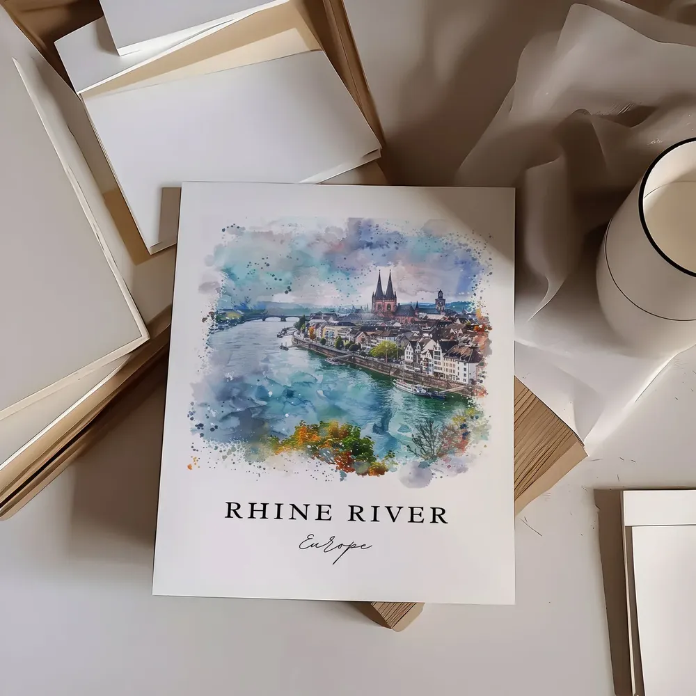 Rhine River Watercolor Europe Travel Poster - Image 6