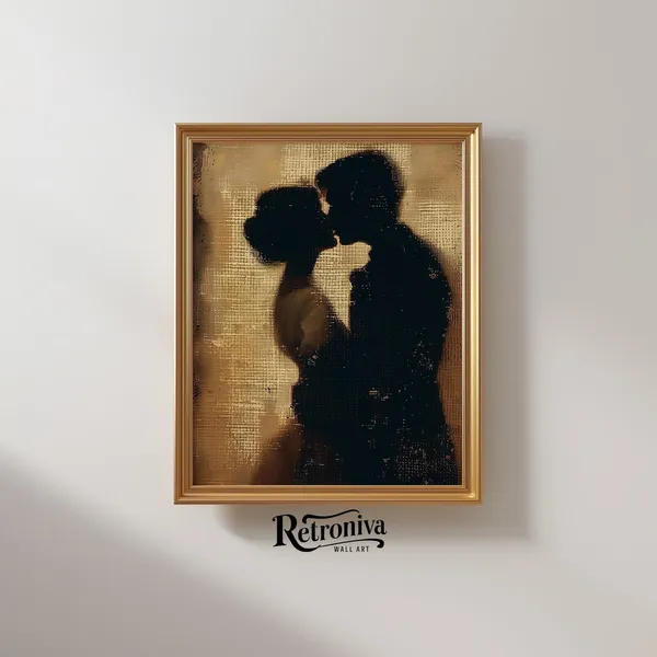 Antique Kissing Couple Vintage Love Art Print