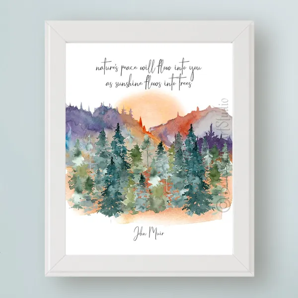 John Muir Quote, Tree-Hugger Nature Wall Art Print