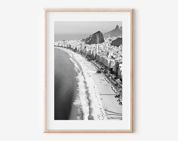Rio De Janeiro Black and White Copacabana Travel Poster