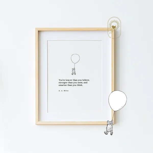 Winnie The Pooh Christening Nursery Art Print