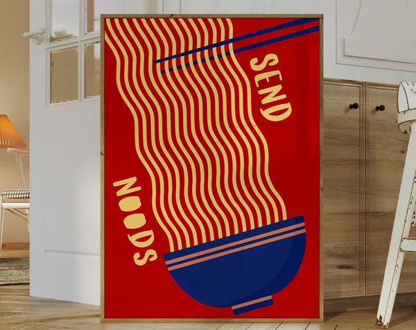 Send Noods Noodles Art Print, Minimalist Kitchen