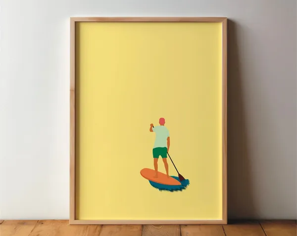 Stand Up Paddle SUP Poster, Minimal Modern Art Print