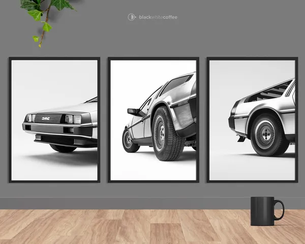 DeLorean Car Poster Set, Back To The Future