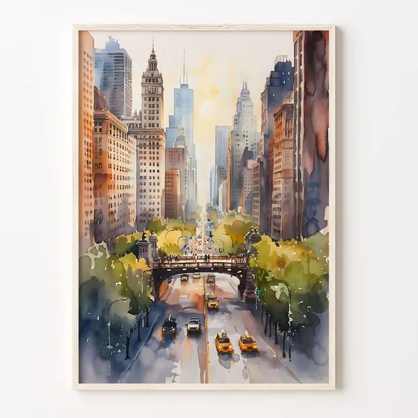 Chicago Watercolor Painting, Chicago Wall Art Print