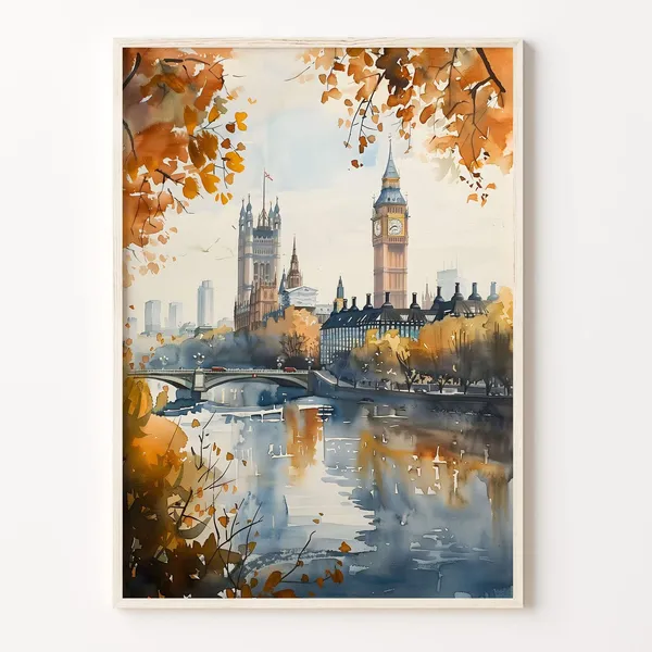 London Battersea Power Station Watercolor Travel Poster