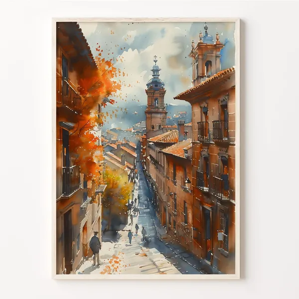 Santiago De Compostela Watercolor Travel Poster