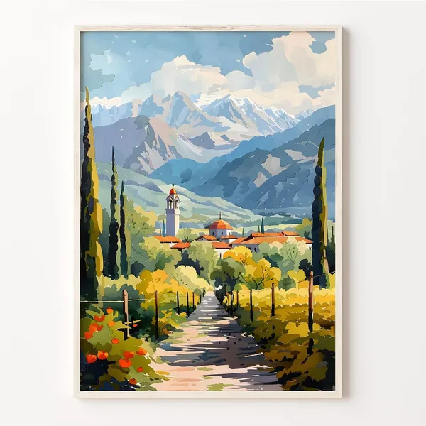 Mendoza Watercolor Painting Art Print, Argentina