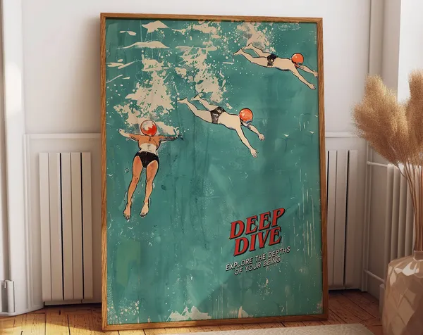 Underwater Poster, Deep Dive Wall Art Print