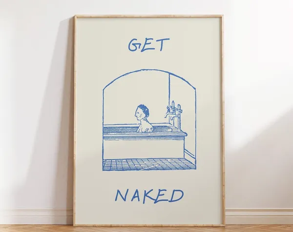 Vintage Bath Art, Retro Bathroom Decor Poster