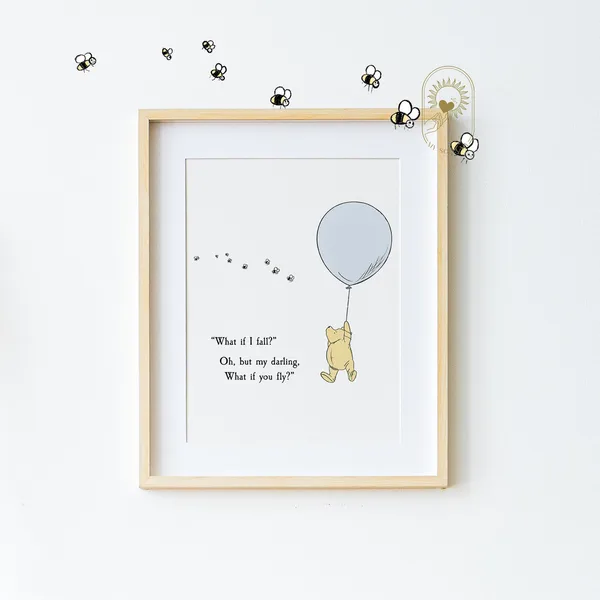 Winnie the Pooh Quote Nursery Christening Art Print