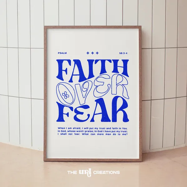 Faith Over Fear Modern Christian Art Print, Retro