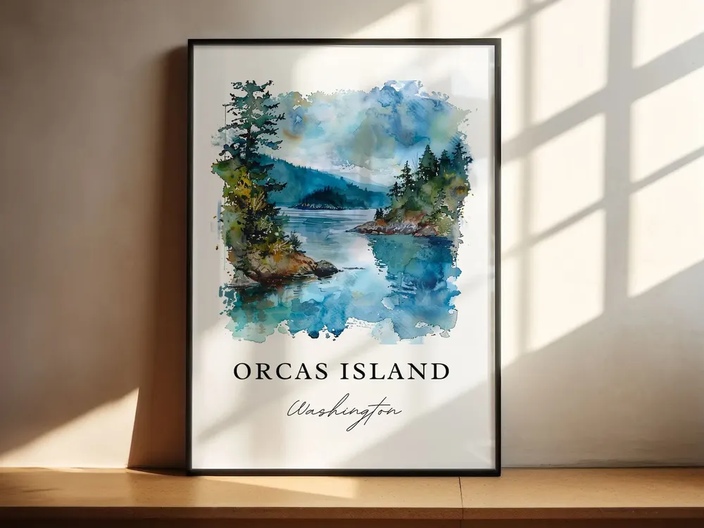 Orcas Island, Wa Watercolor Travel Poster