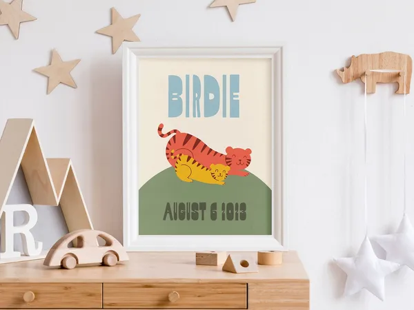 Custom Tiger Kids Room Jungle Theme Art Print