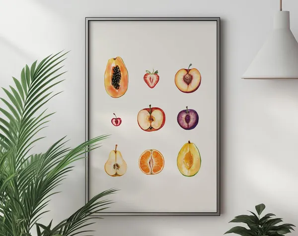 Feminine Sliced Fruit Watercolor Kitchen Art Print