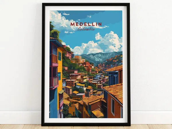 Medellin Travel Poster, Colombia Art Print