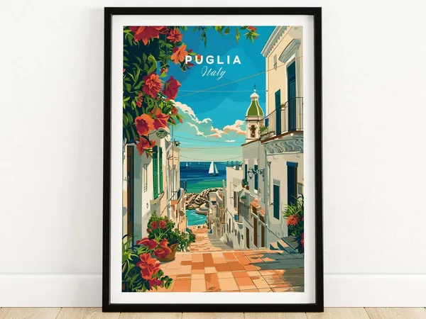 Puglia Italy Travel Poster, Apulia Wall Art Print