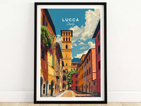 Lucca Travel Poster, Tuscany Italy Wall Art Print
