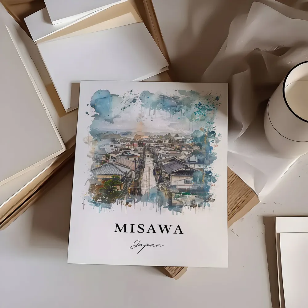 Misawa Japan Watercolor Art Print, Travel Poster - Image 6