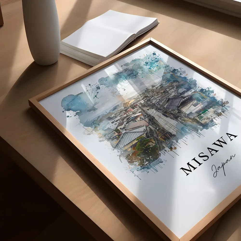 Misawa Japan Watercolor Art Print, Travel Poster - Image 5