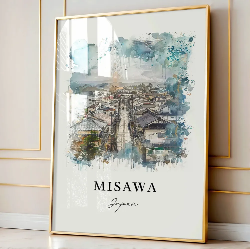 Misawa Japan Watercolor Art Print, Travel Poster - Image 3