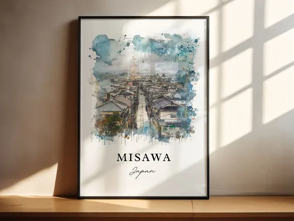 Misawa Japan Watercolor Art Print, Travel Poster